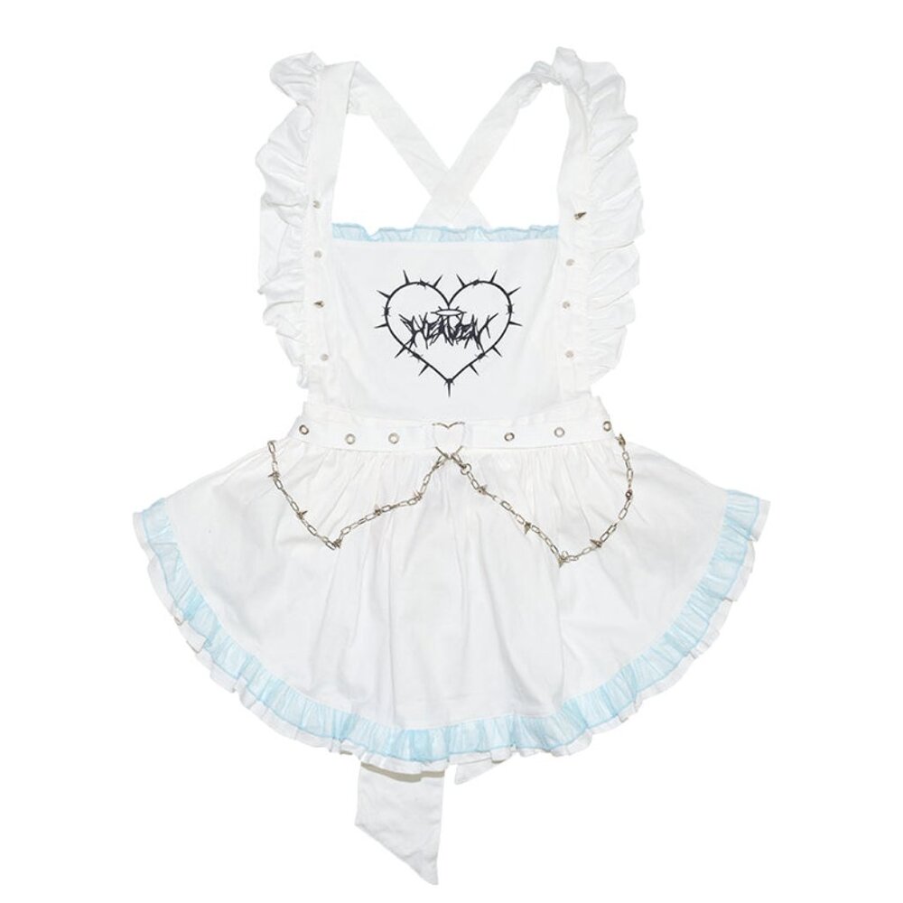 NEW ACDC RAG - Baby Punk Angel Punk White Blue Apron